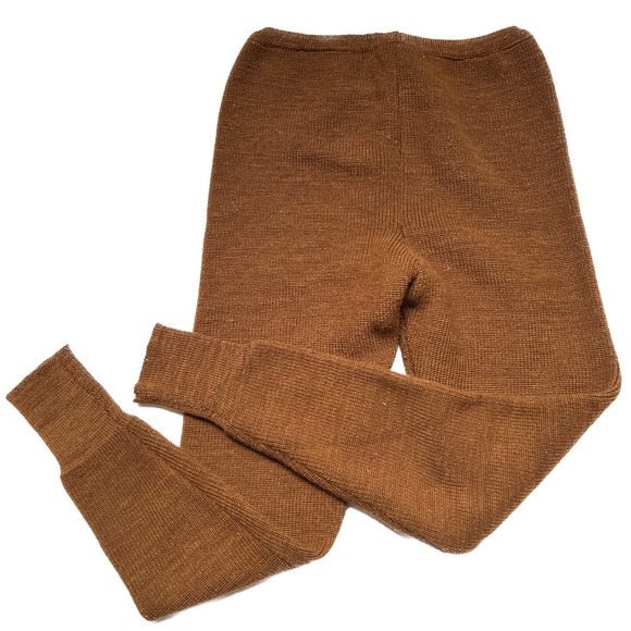 Handmade Hand Knit Sweater Pants High Waist Cuff Leg with Ribbed Ankle Thick M - Picture 3 of 6